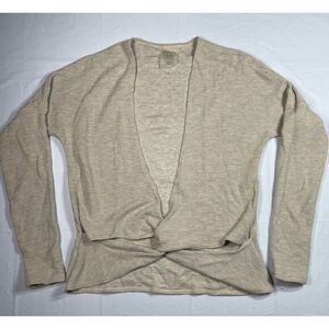 DYI Beige Ribbed Wrap Cardigan‎ Long Sleeve Lightweight Sweater Size XS/S